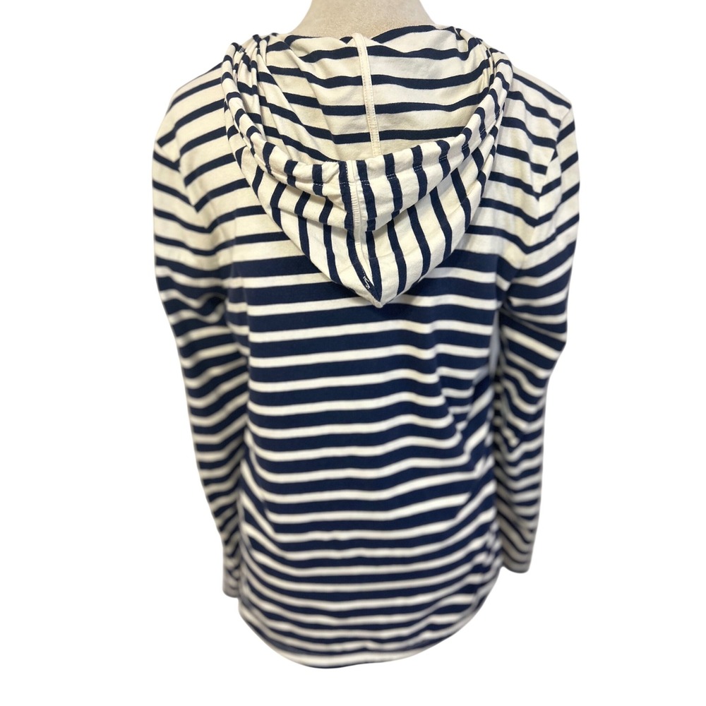 Lauren Ralph Lauren Active Navy White Striped Quarter Zip Hoodie Womens LRL - Picture 2 of 10